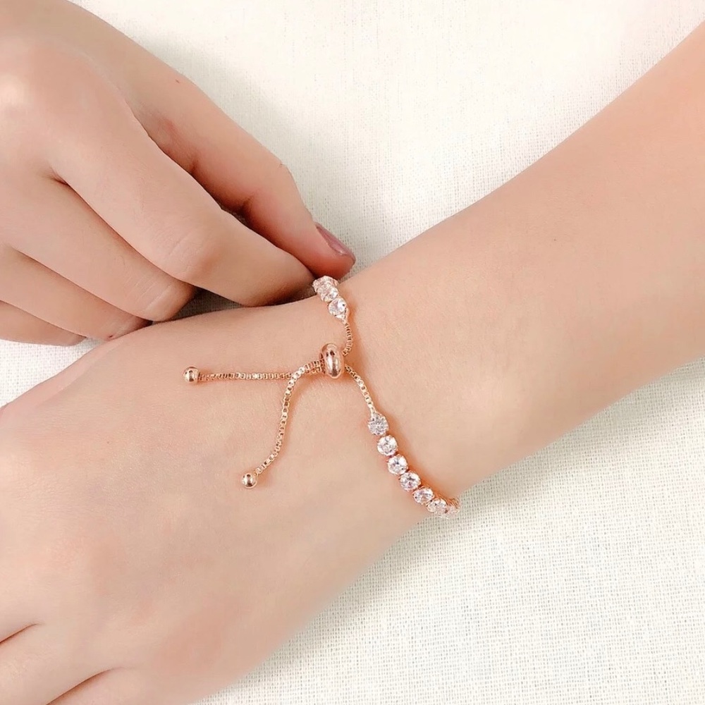 White & Rose Gold Diamond Tennis Bracelets - Picture 7 of 8